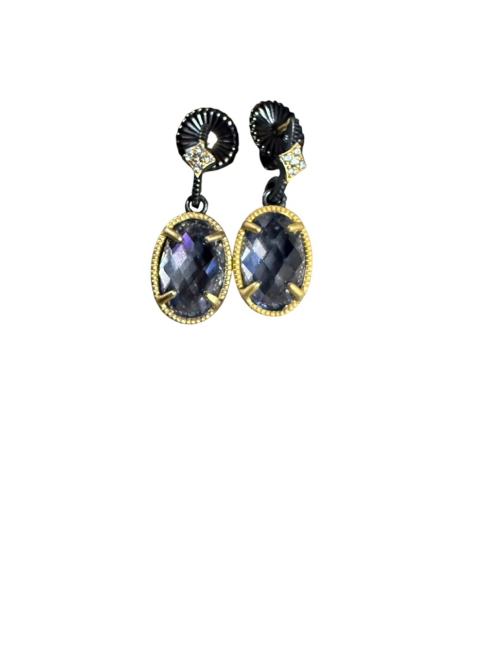 New Freida Rothman 925 Sterling Silver Stamped Faceted Crystal Drop Earrings - Picture 7 of 12